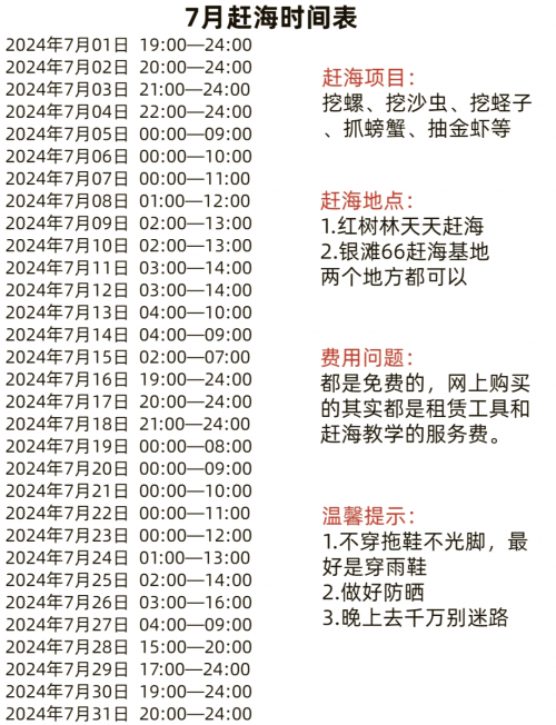 2020年涨潮退潮时间表2020年涨潮退潮时间表