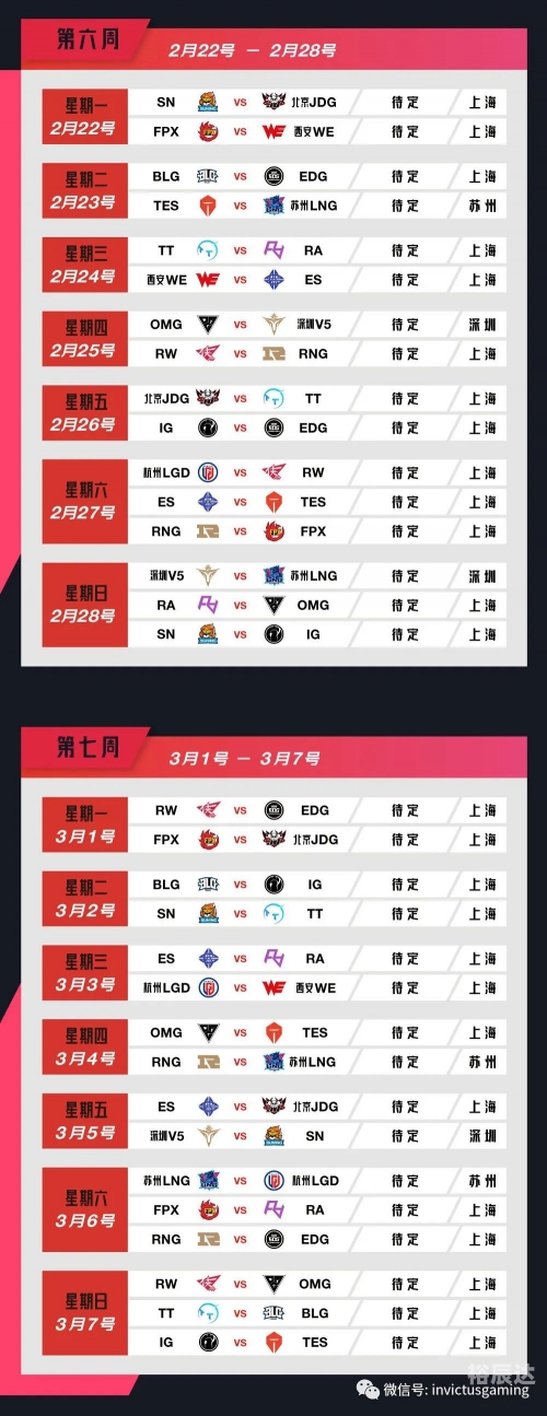 2020lpl春季赛赛程2020LPL春季赛赛程-第2张图片
