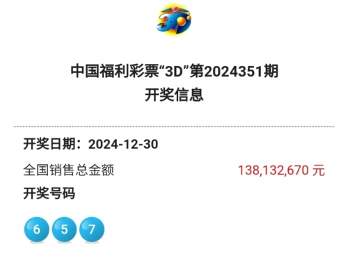 今天晚上福彩3d开奖结果揭晓