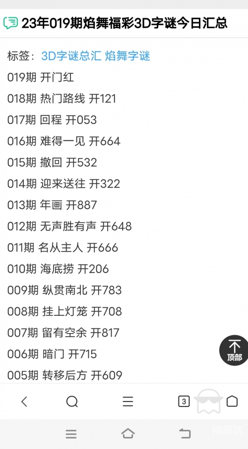 3D福彩总汇字谜大全