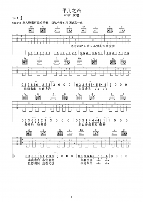 七号公园吉他谱-第2张图片
