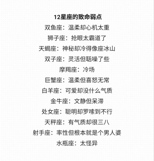 12星座谁最凶十二星座谁最丑-第1张图片