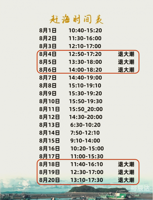 2020年涨潮退潮时间表2020年涨潮退潮时间表