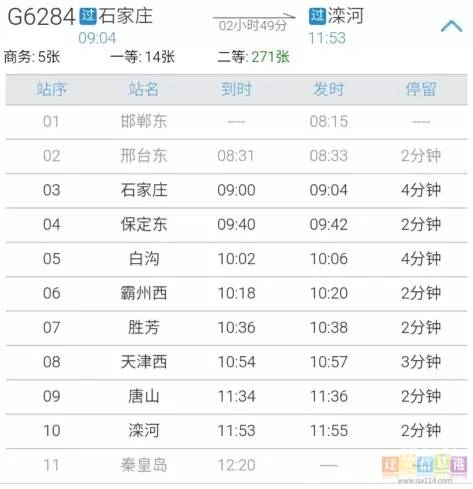 沧州站列车时刻表
